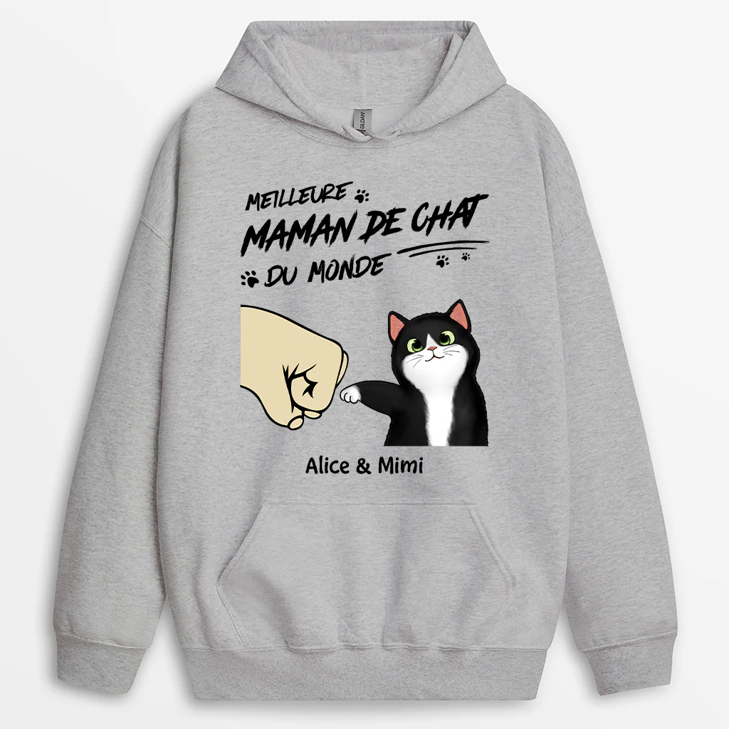 Sweat Capuche Personnalisé - Meilleur Papa Chat | Cadeau Papa - Image 2