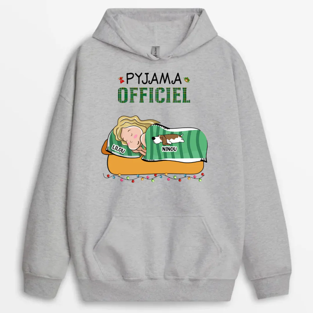 Sweat capuche personnalisable – Pyjama officiel avec chien Noël - Image 2