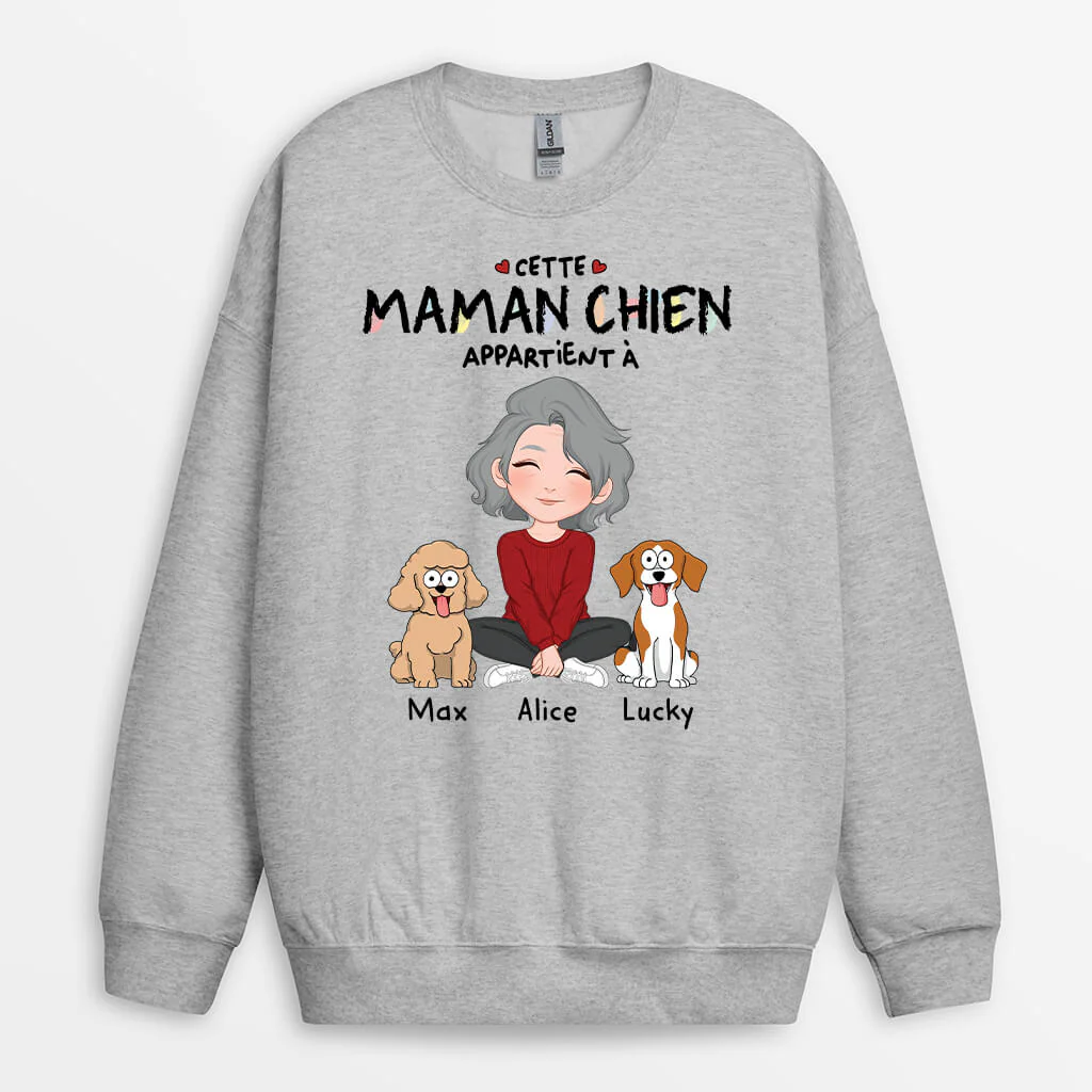 Sweat-shirt Cette Maman Chien Appartient À Personnalisé