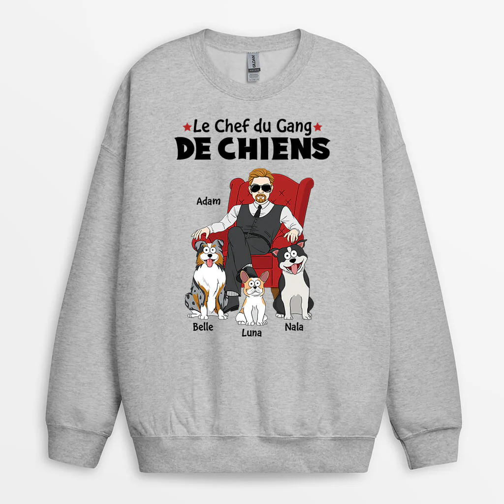 Cadeau Personnalisé Chien | Sweat Shirt Chef De La Bande De Chiens