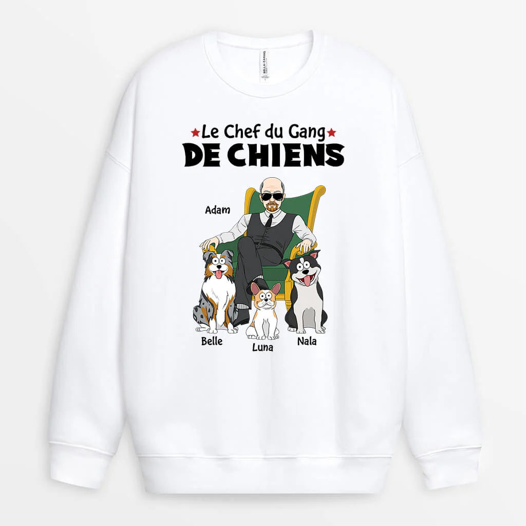 Cadeau Personnalisé Chien | Sweat Shirt Chef De La Bande De Chiens - Image 2