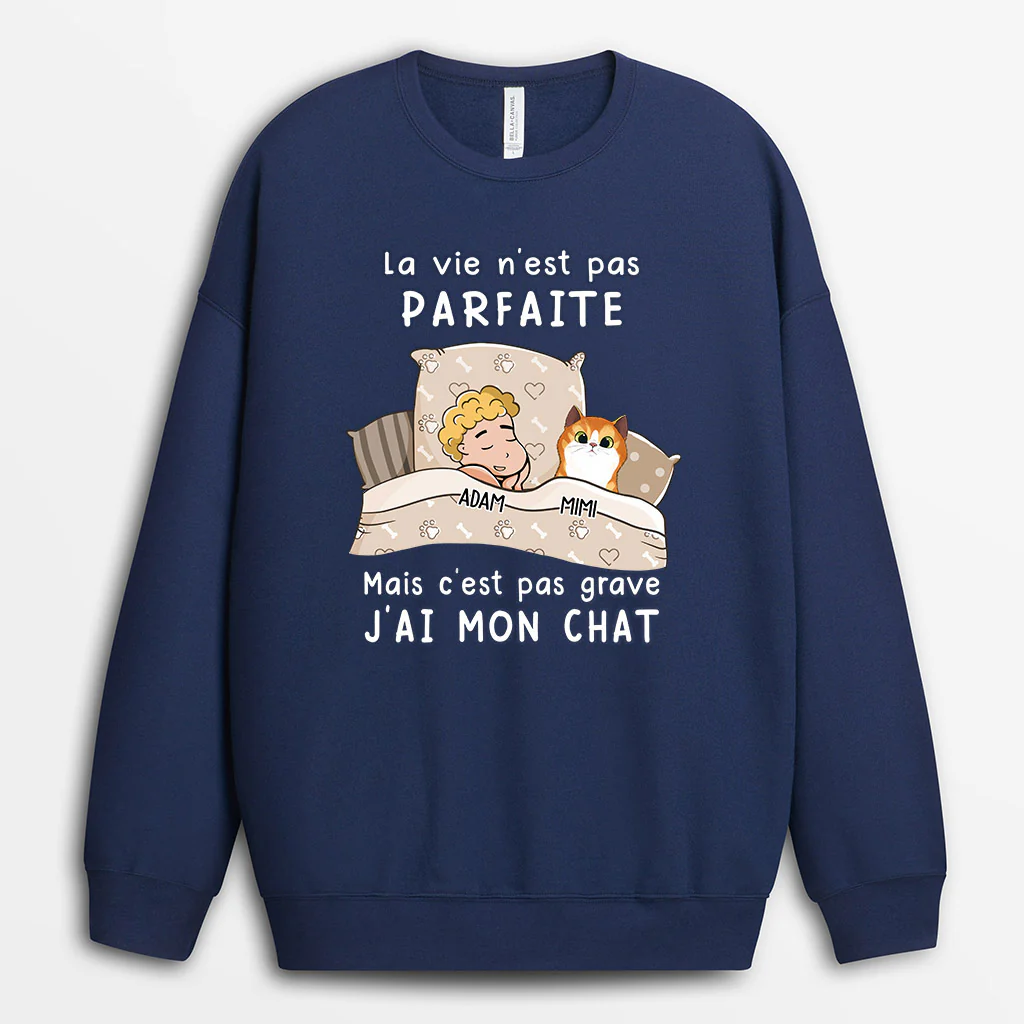 Sweat-shirt La vie n‘est pas parfaite Chats Personnalisé - Image 2