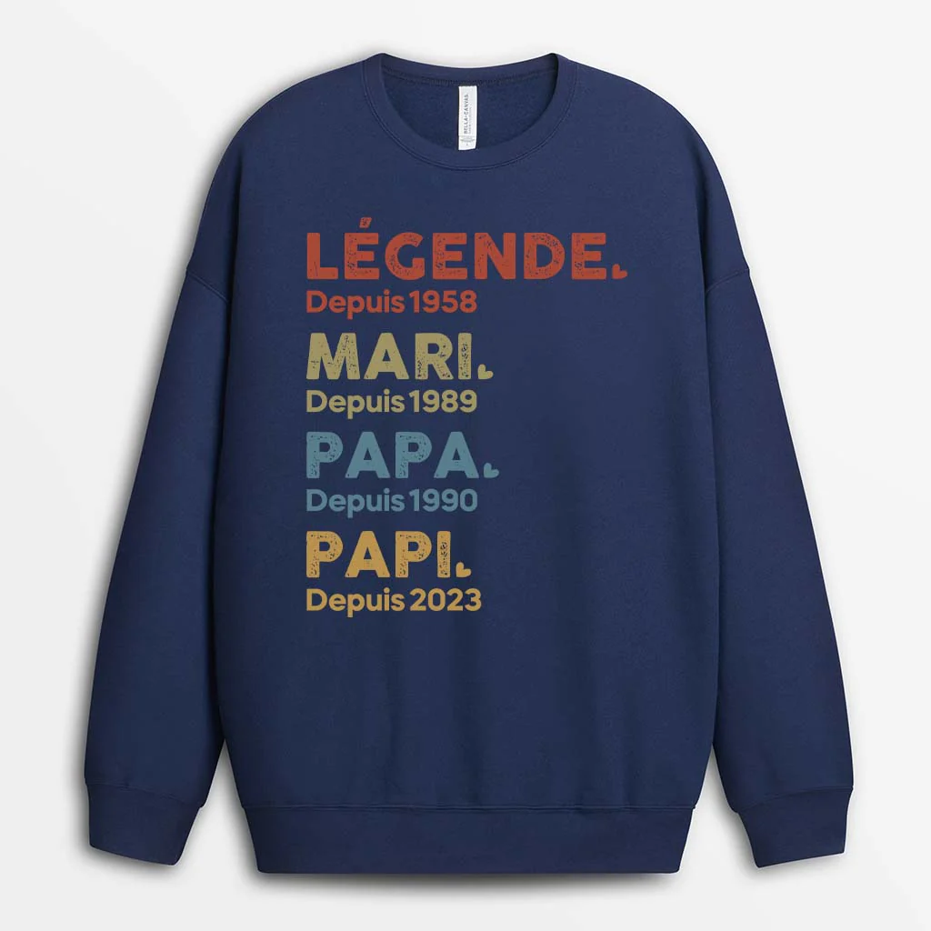 Sweat Personnalisé - Légende Mari Papa Papi Depuis - Image 2