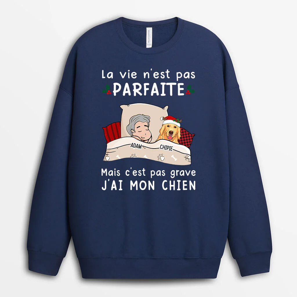 Sweat-shirt Noël La Vie N'est Pas Parfaite Chiens Sombre Personnalisé - Image 2
