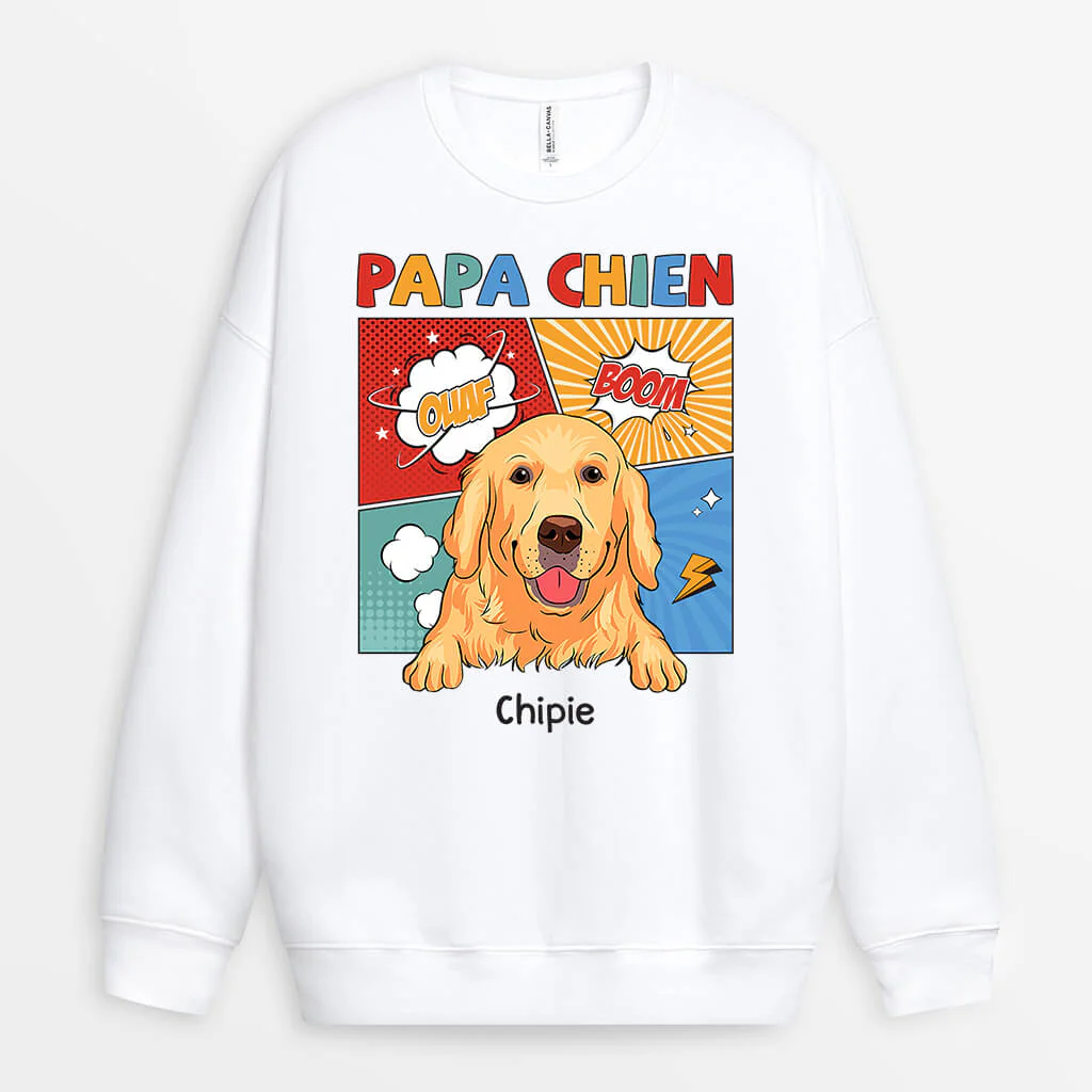 Sweat-shirt Papa Chien Boom Personnalisé