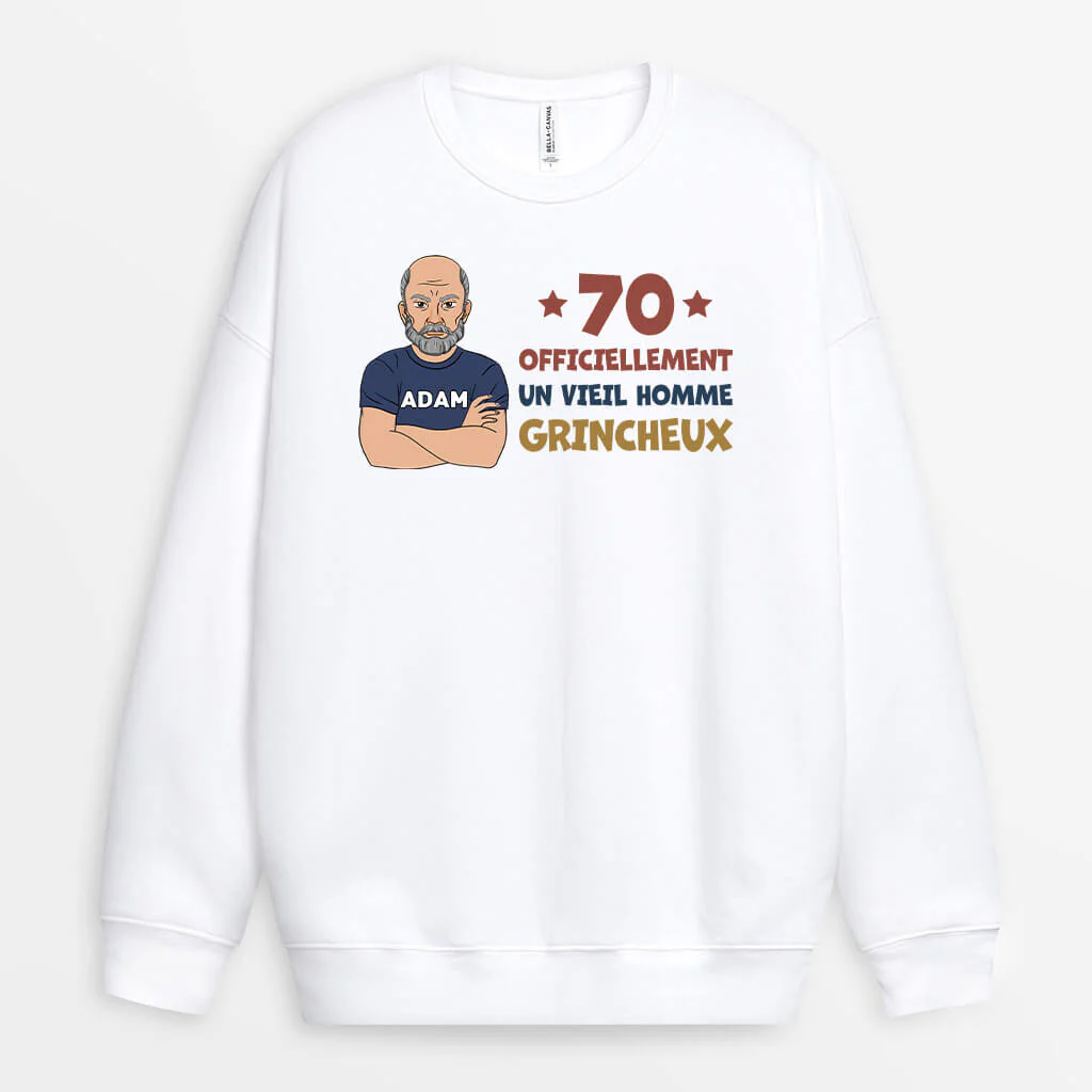 Sweat Shirt Homme Personnalisé - 60 Ans Vieil Homme Grincheux - Image 2