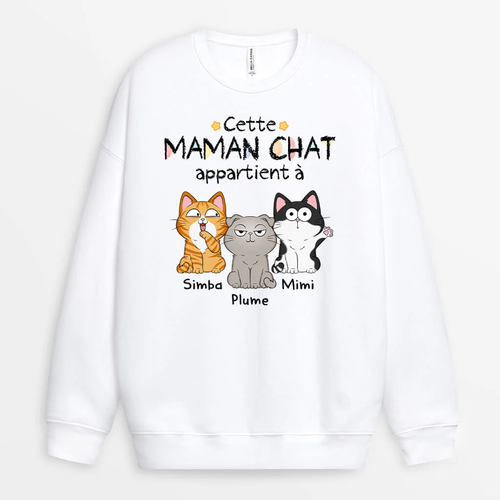 Sweat Personnalisé Animaux - Cette Maman Ce Papa Chat Appartient À