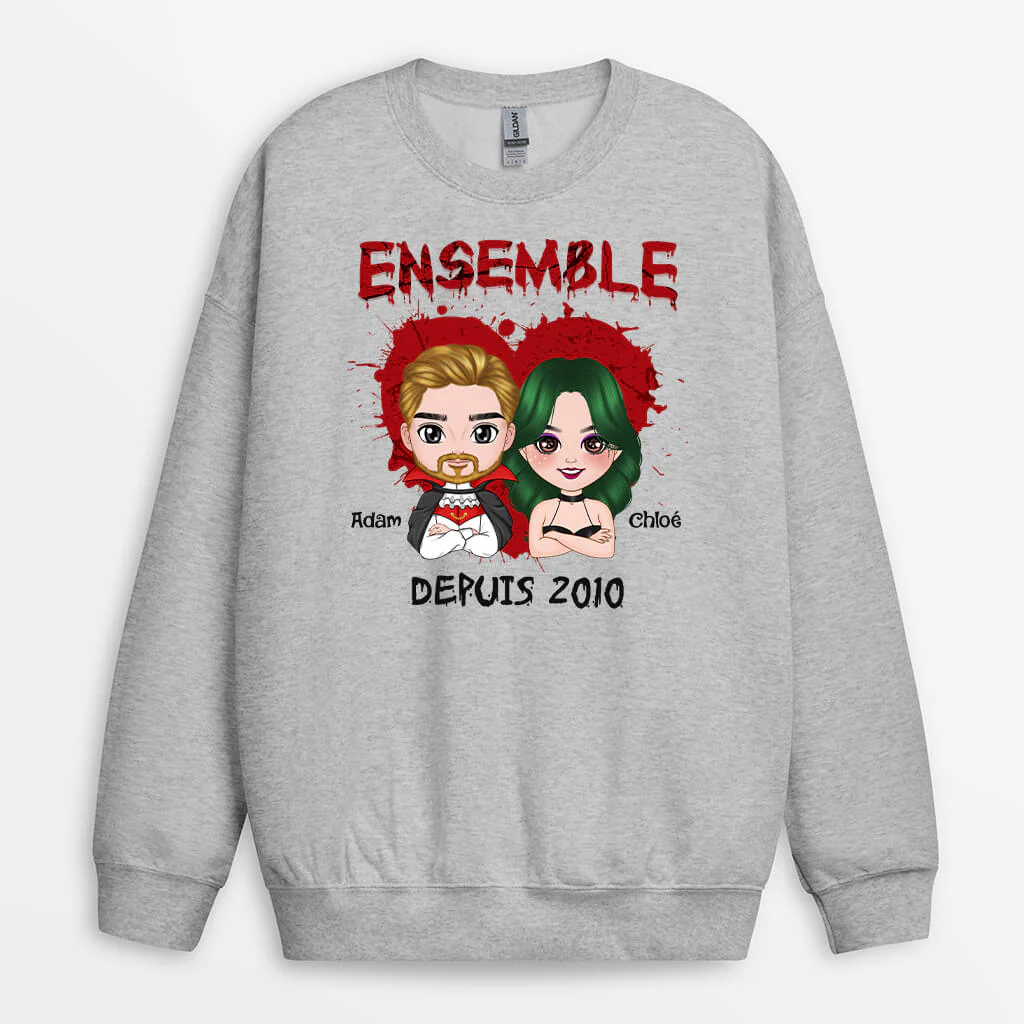 Sweat Personnalisé Couple - Ensemble Amusant Halloween