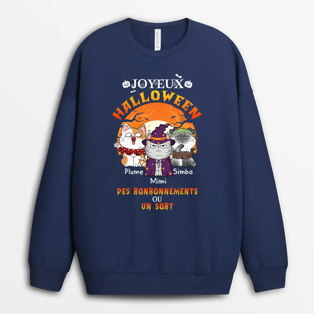 Sweat Personnalisé Animaux - Joyeux Halloween Ronronnements - Image 2