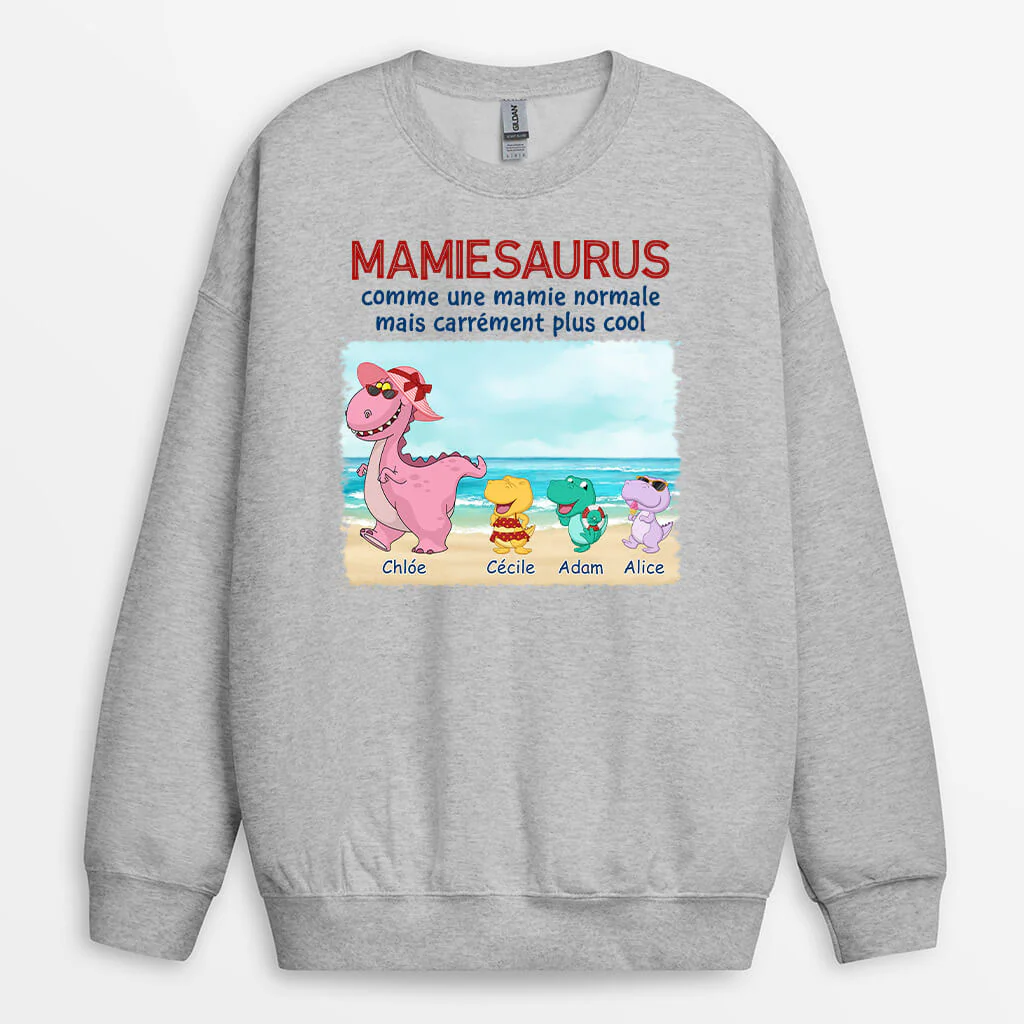 Sweat Personnalisé Femme - Mamansaurus & Mamiesaurus La Plage
