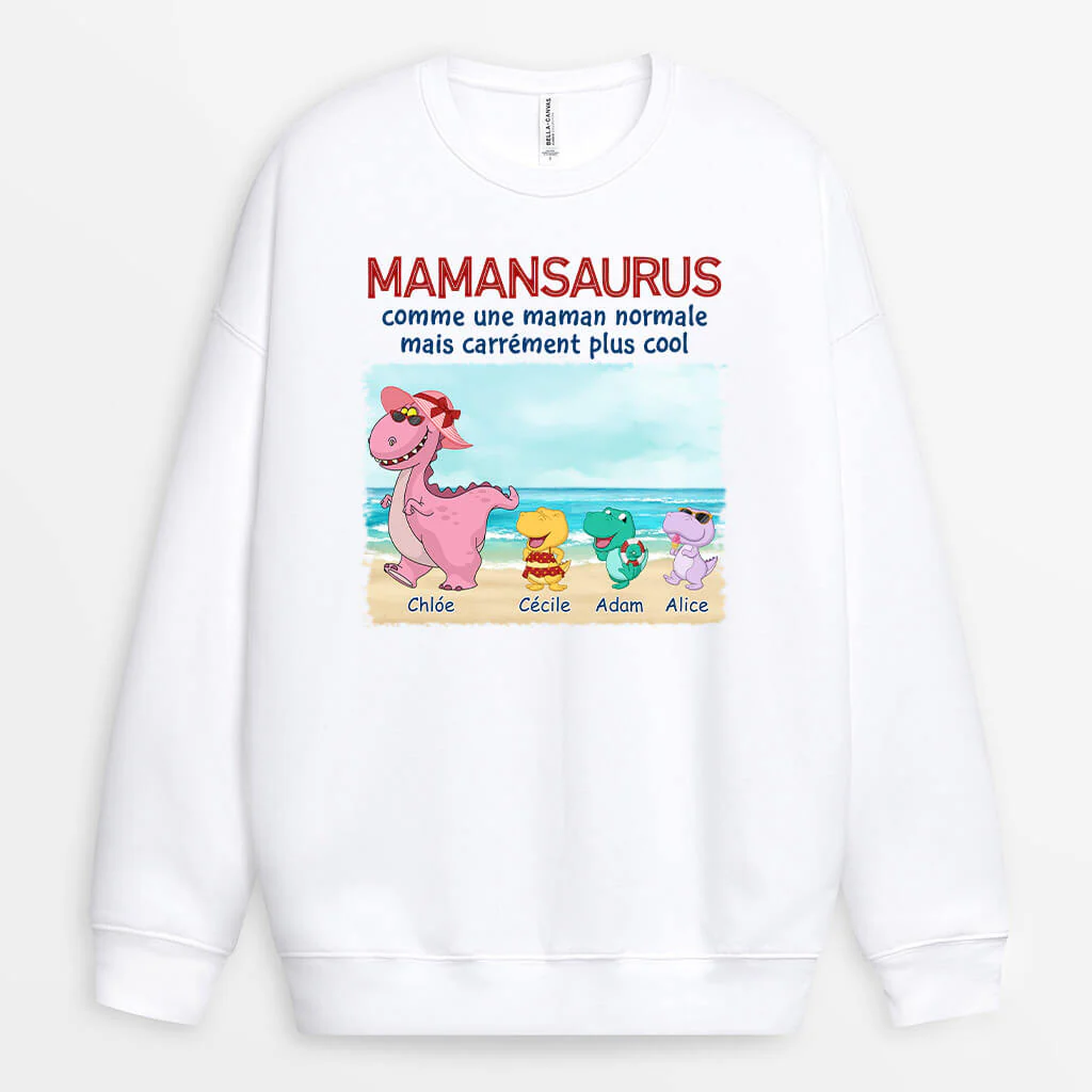 Sweat Personnalisé Femme - Mamansaurus & Mamiesaurus La Plage - Image 2