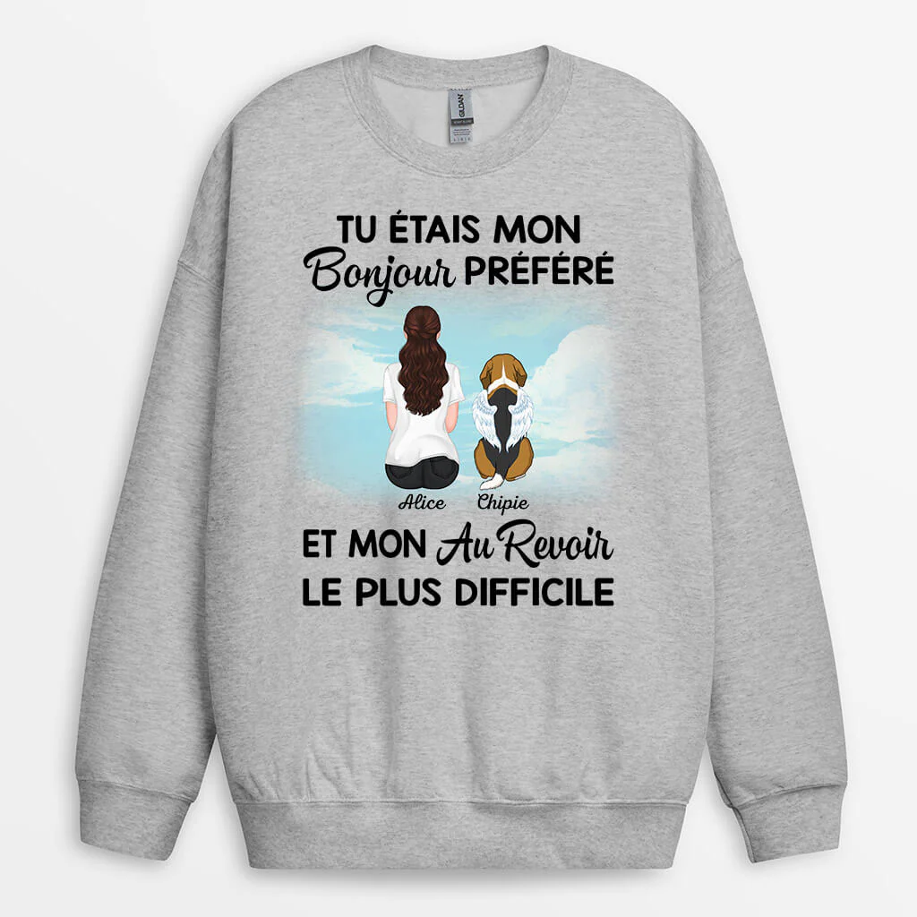 Sweat Personnalisé Femme - Maman Chien Mon Bonjour Préféré - Image 2