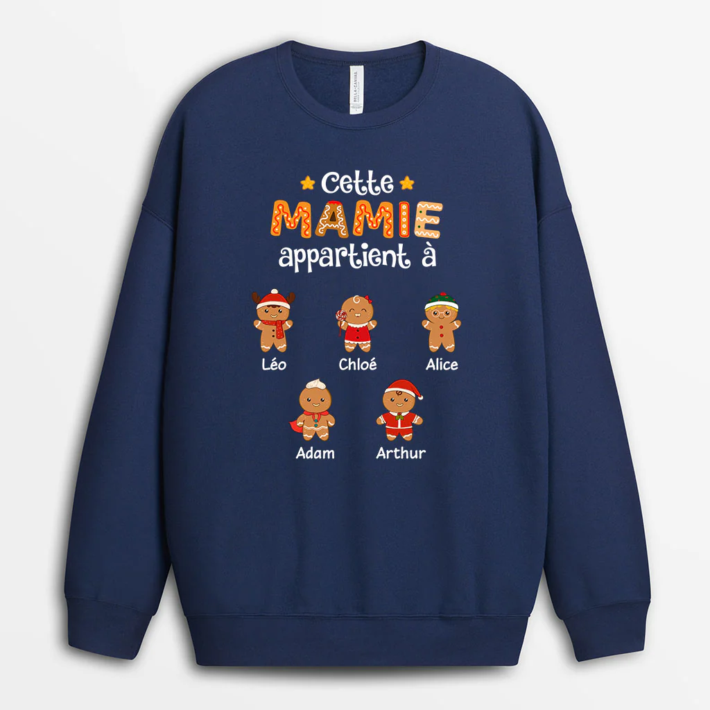 Sweatshirt Noël Personnalisé - Ce Papy Mamie Appartient À Biscuit - Image 2