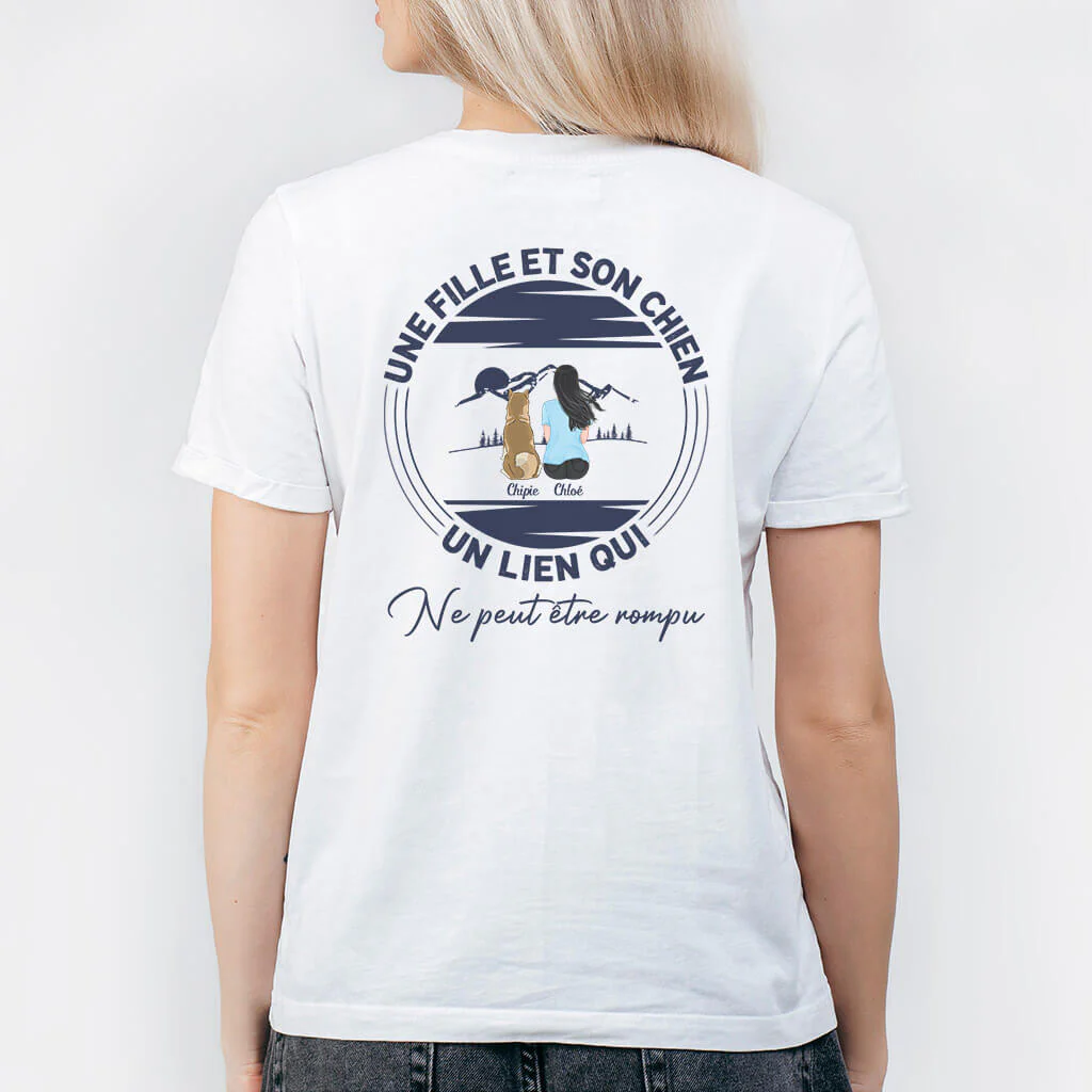 Sweat Shirt Personnalisé Femme - Une Fille Et Son Chien Avec Montagnes - Image 2