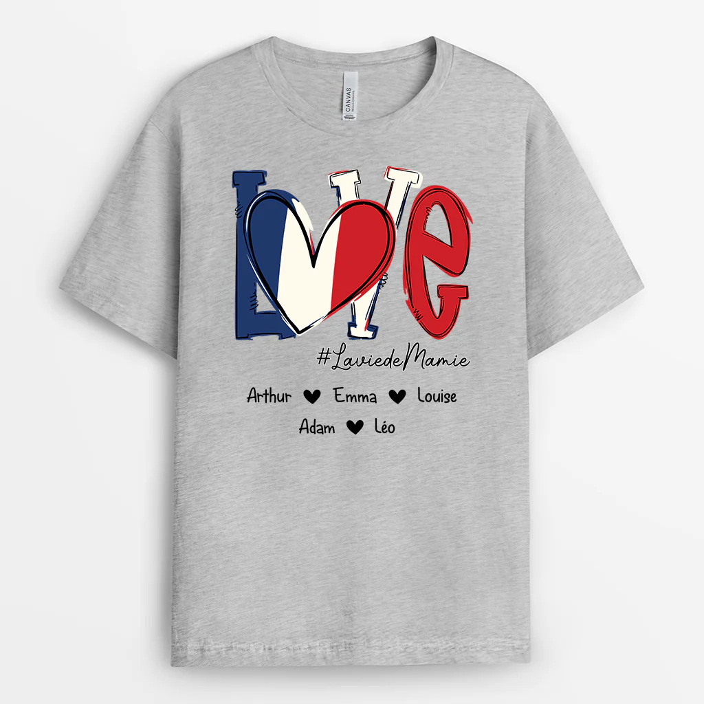 T-shirt Amour de Mamie Française Personnalisé