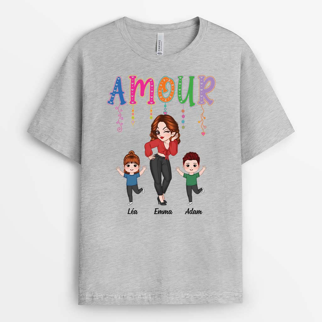Tee-shirt Mamie Personnalisé - Amour de Mamie | Version Mignonne - Image 2