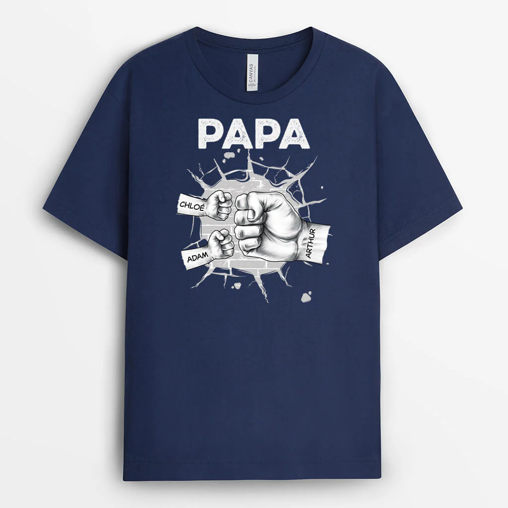 Tee Shirt Personnalisé Papy - Papa/Papy Bosse Des Poings Casse-Mur