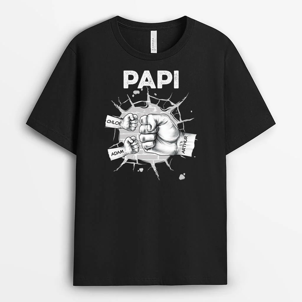 Tee Shirt Personnalisé Papy - Papa/Papy Bosse Des Poings Casse-Mur - Image 2