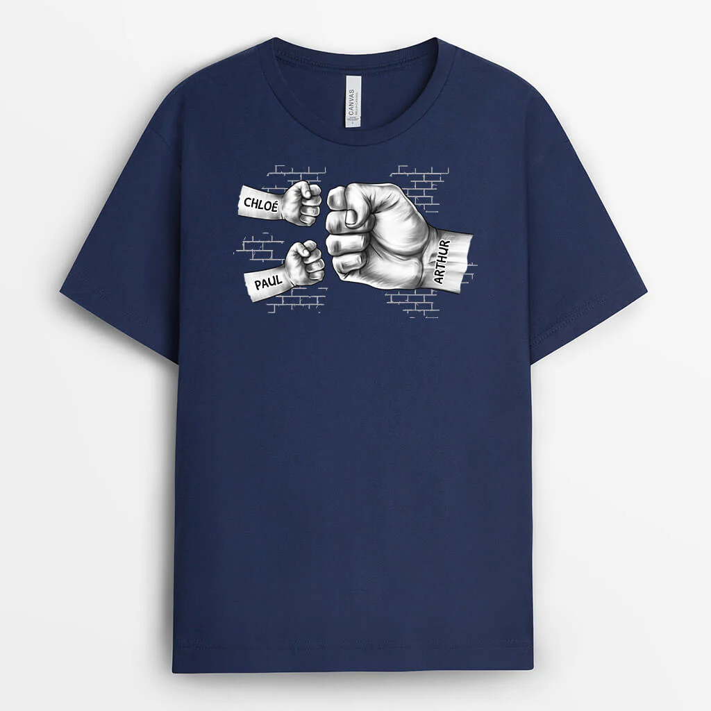 Tee Shirt Personnalisé Pour Papy - Bosses De Poing Avec Mur De Briques Monochrome - Image 2