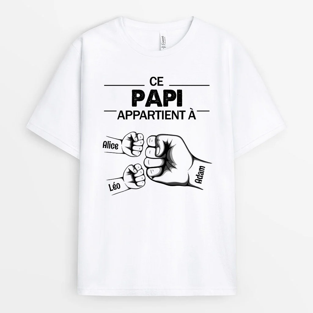 Tee Shirt Personnalisé Papy - Ce Papi Appartient À - Check Main