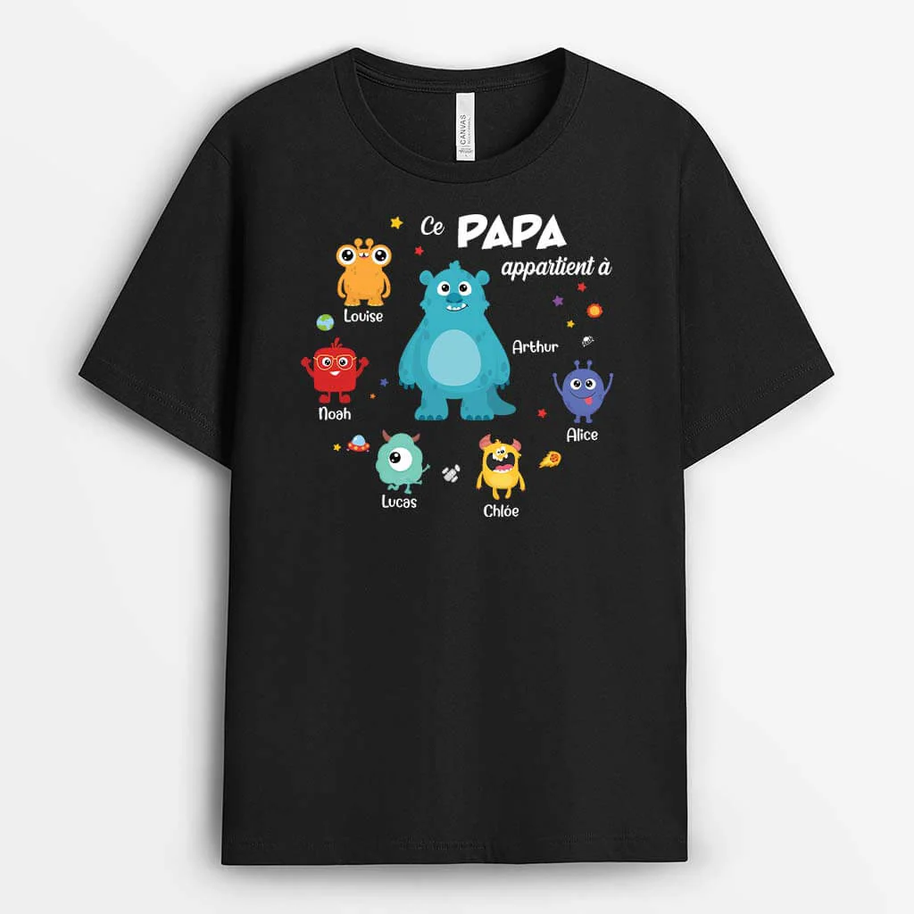 T Shirt Personnalisé Papi - Ce Papy Appartient À | Version L'Univers Des Monstres - Image 2
