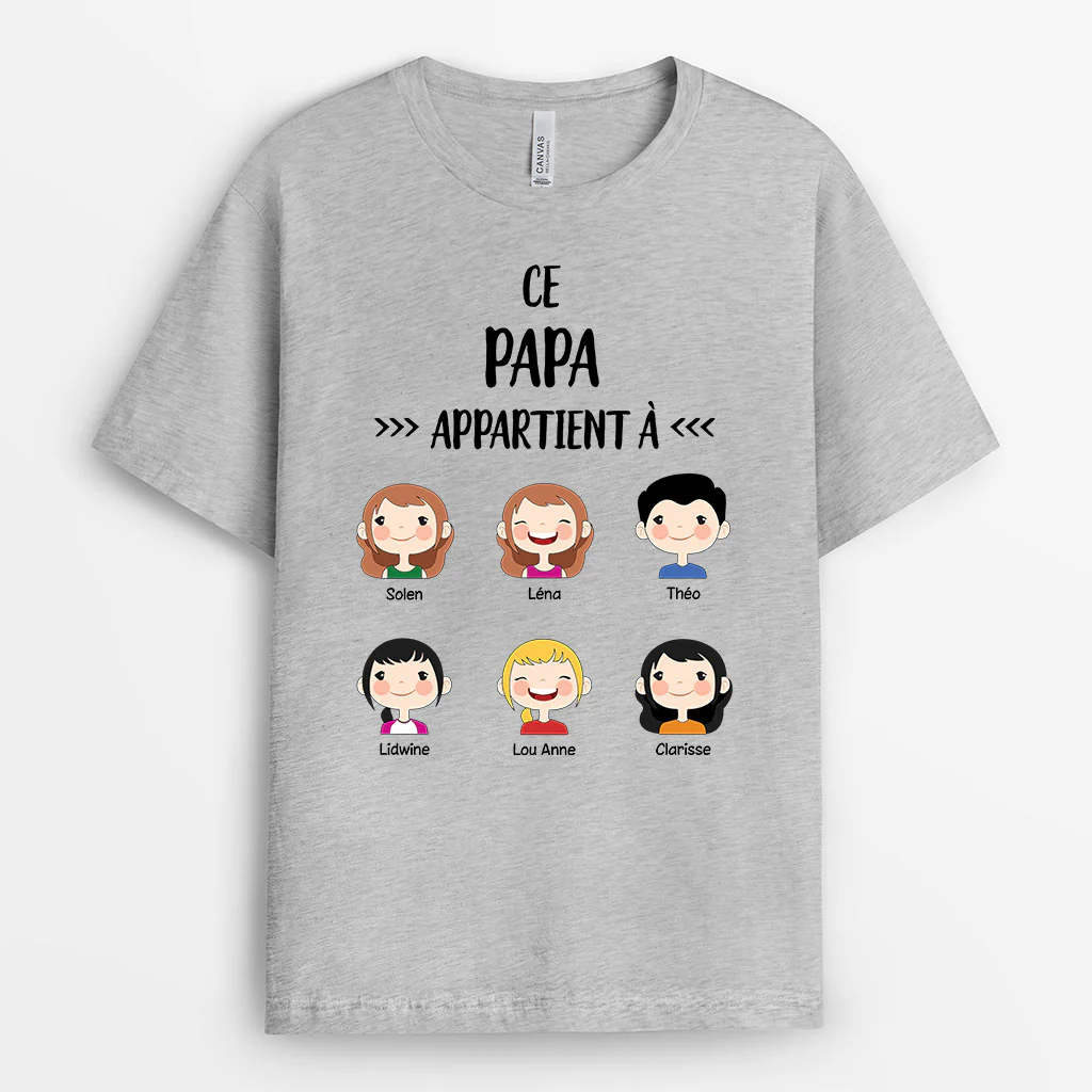 T-shirt Ce Papa Appartient À Visage D'enfants Personnalisé