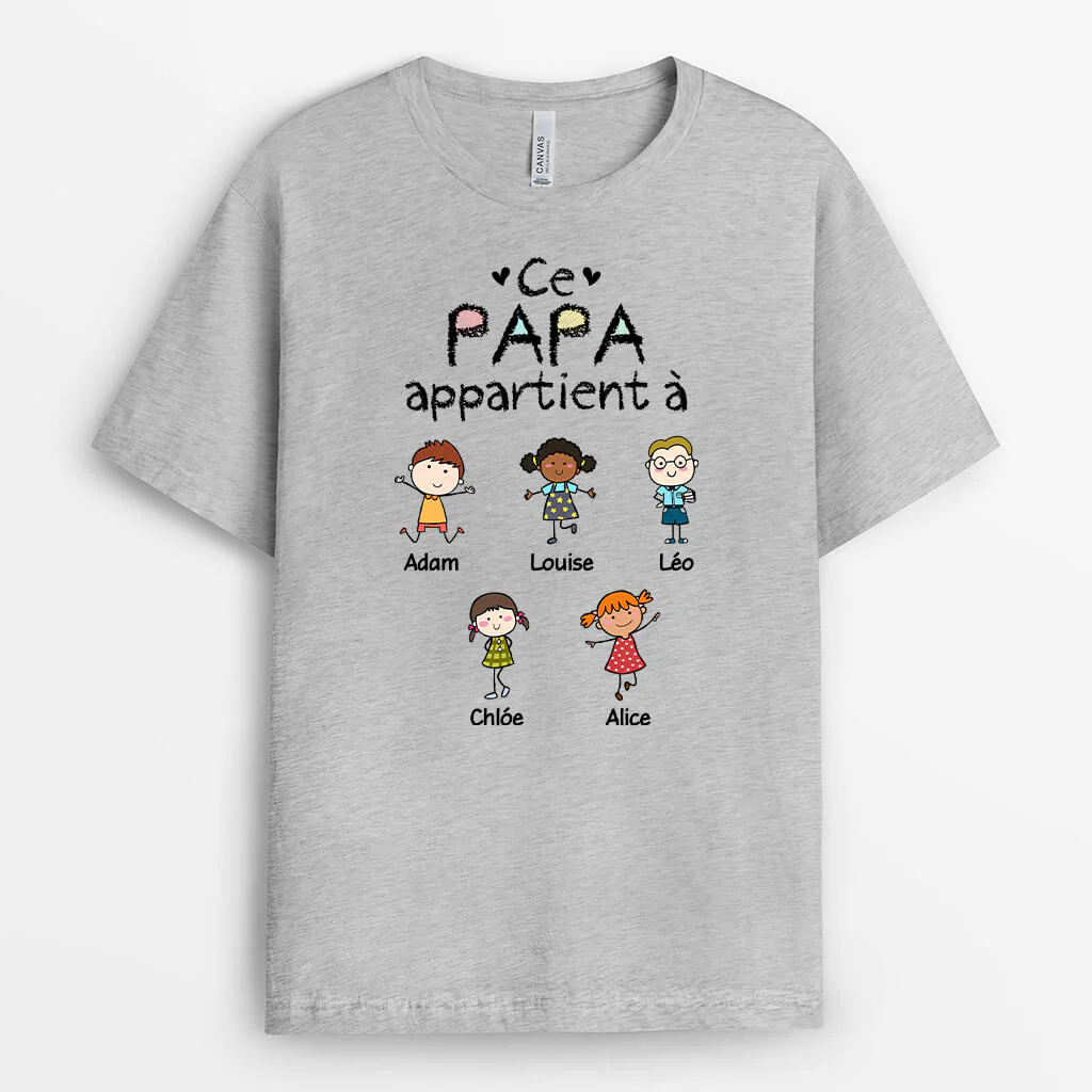 T-shirt Personnalisé Pour Papa - Ce Papa/Papy Appartient A Version Baguette
