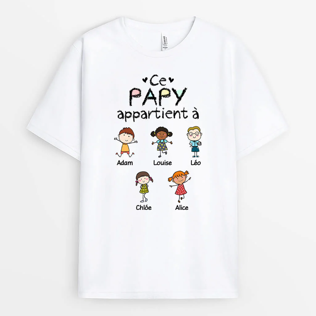 T-shirt Personnalisé Pour Papa - Ce Papa/Papy Appartient A Version Baguette - Image 2