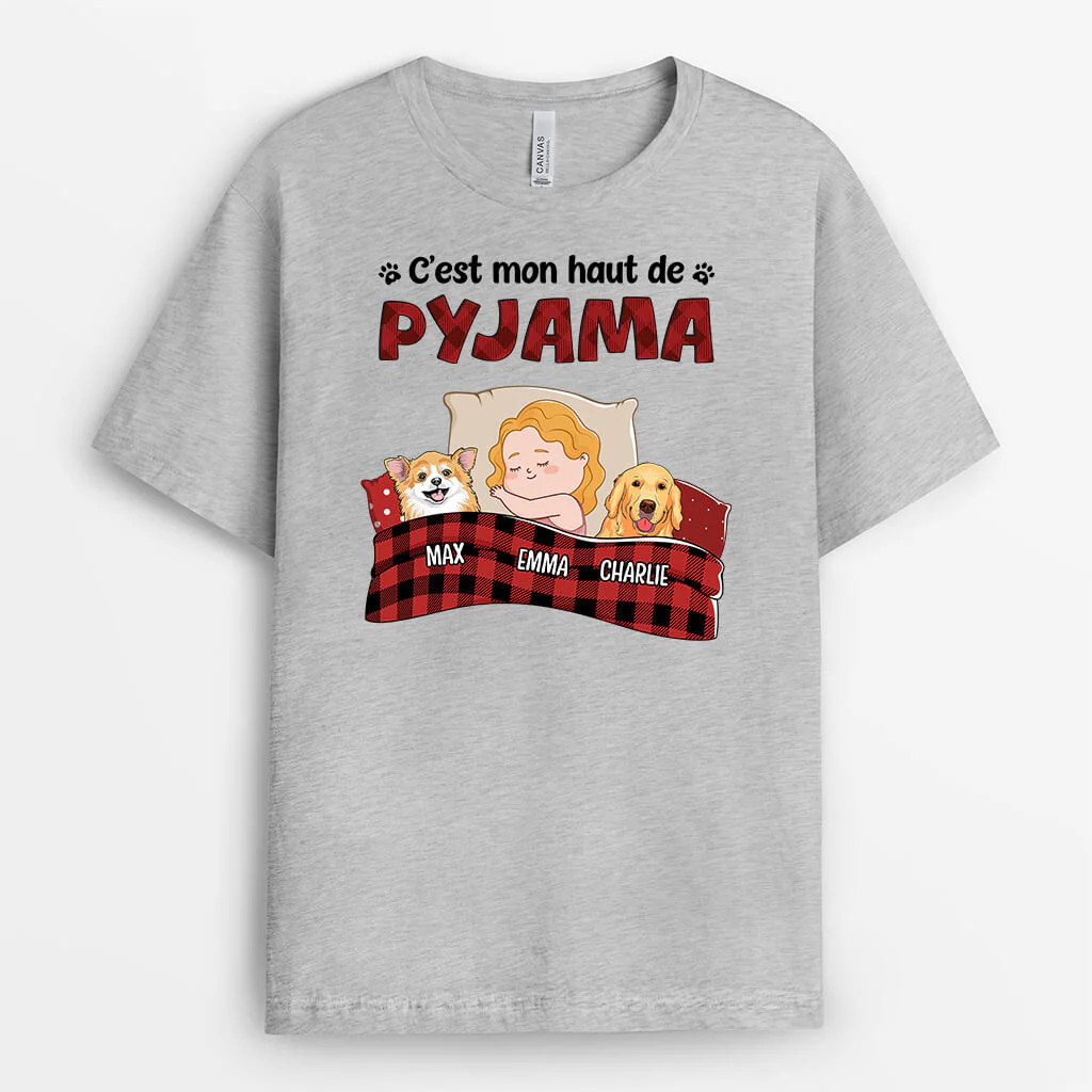 Tee Shirt Femme Personnalisé – C'est Mon Pyjama Avec Empreintes Chien