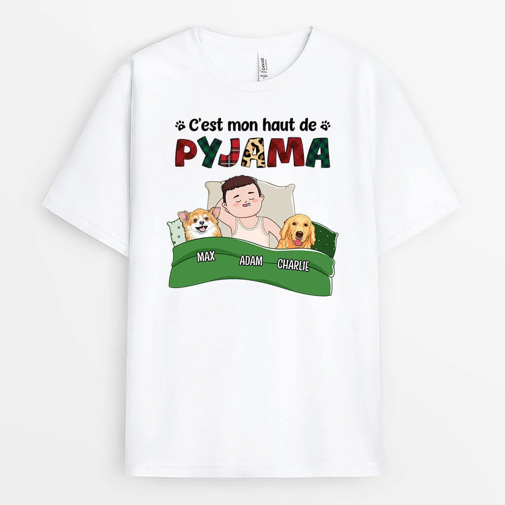 Tee Shirt Femme Personnalisé – C'est Mon Pyjama Avec Empreintes Chien - Image 2