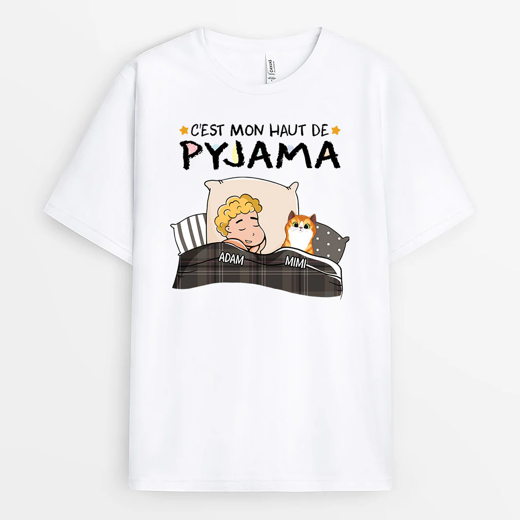 Tee Shirt Personnalisé Chat - C'est Mon Haut De Pyjama - Image 2