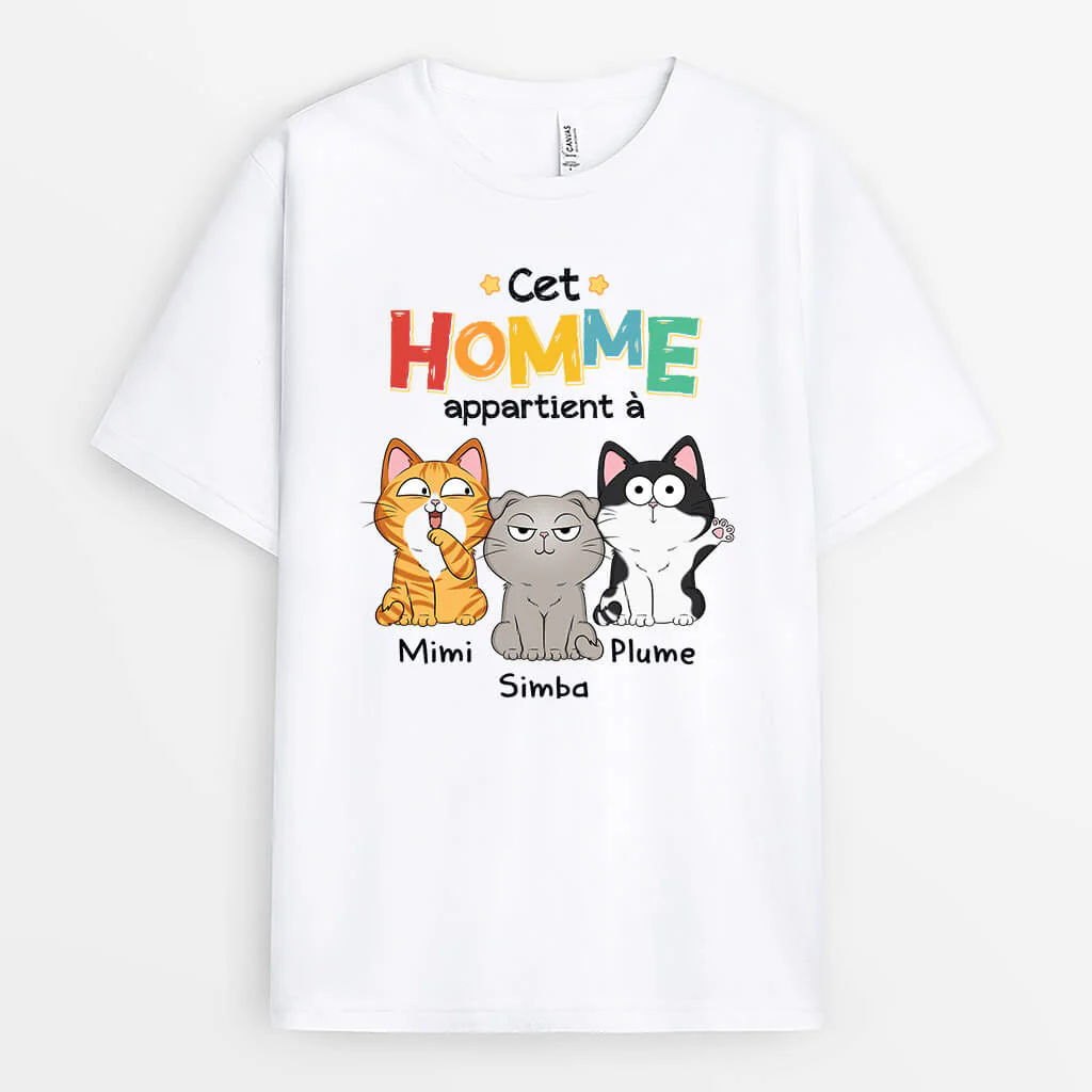 T Shirt Personnalisé Avec Chat - Cet Homme Appartient À
