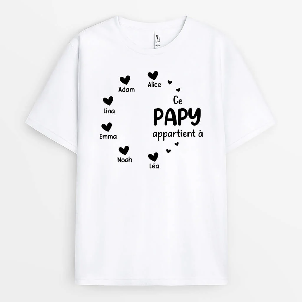 T-shirt Cette Maman/ Mamie Appartient À Version Coeur Noir Personnalisé - Image 2