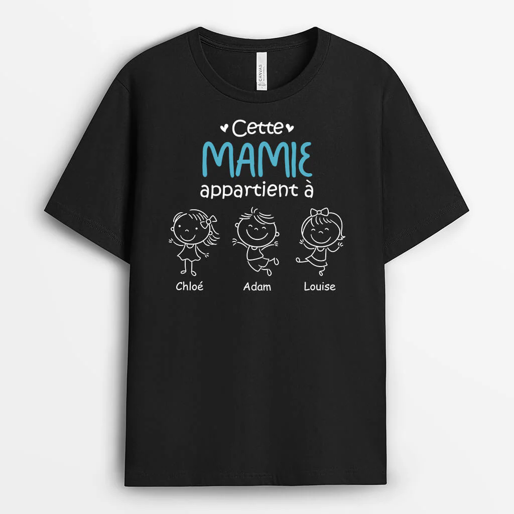 Cette Mamie Appartient À Ses Petits-Enfants avec Dessins Ludiques - T Shirt Personnalisé Mamie