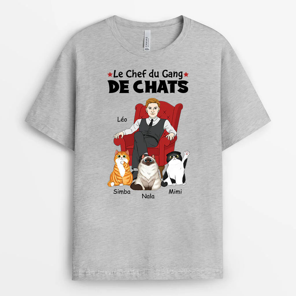 Tee Shirt Personnalisé Avec Chat - Le Chef du Gang de Chats