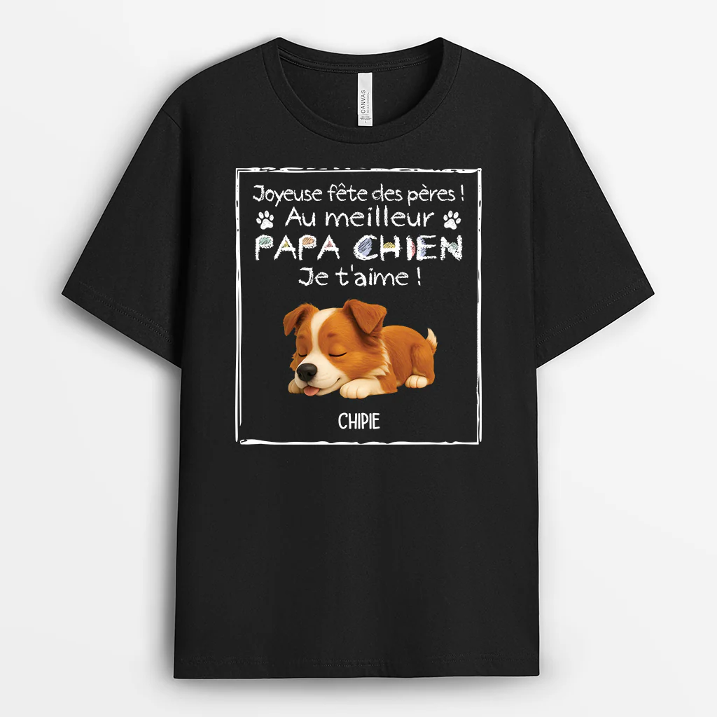T Shirt Chien Personnalisé | Joyeuse Fête Des Pères Couleur Foncé