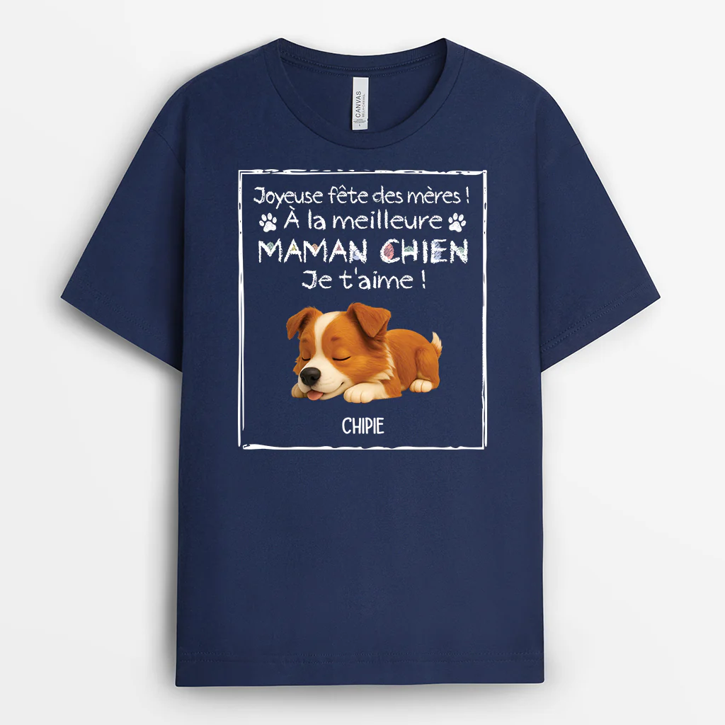 T Shirt Chien Personnalisé | Joyeuse Fête Des Pères Couleur Foncé - Image 2