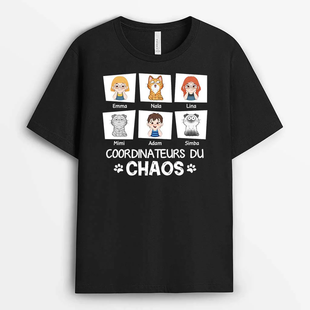 Tee Shirt Personnalisé Avec Chat - Coordinatrice Du Chaos