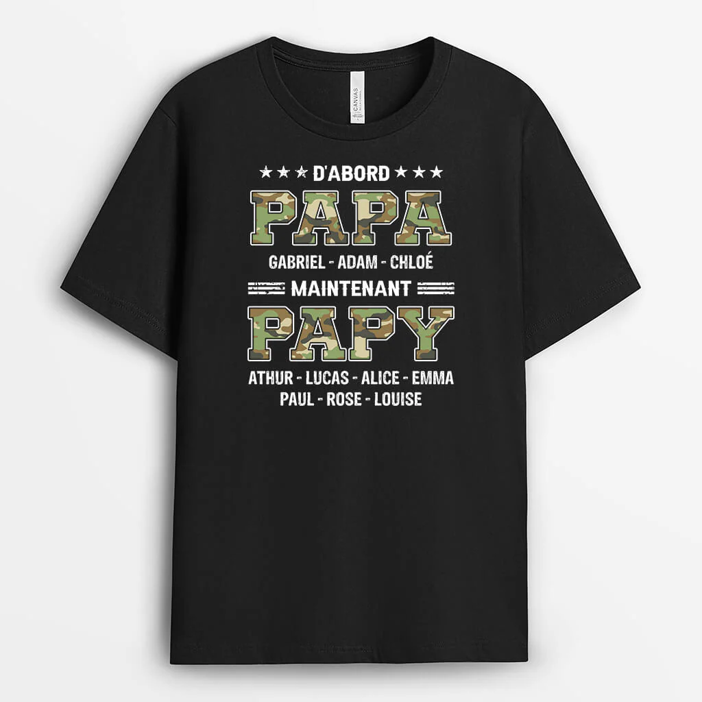 T Shirt Personnalisé Papi - D'abord Papa Maintenant Papy