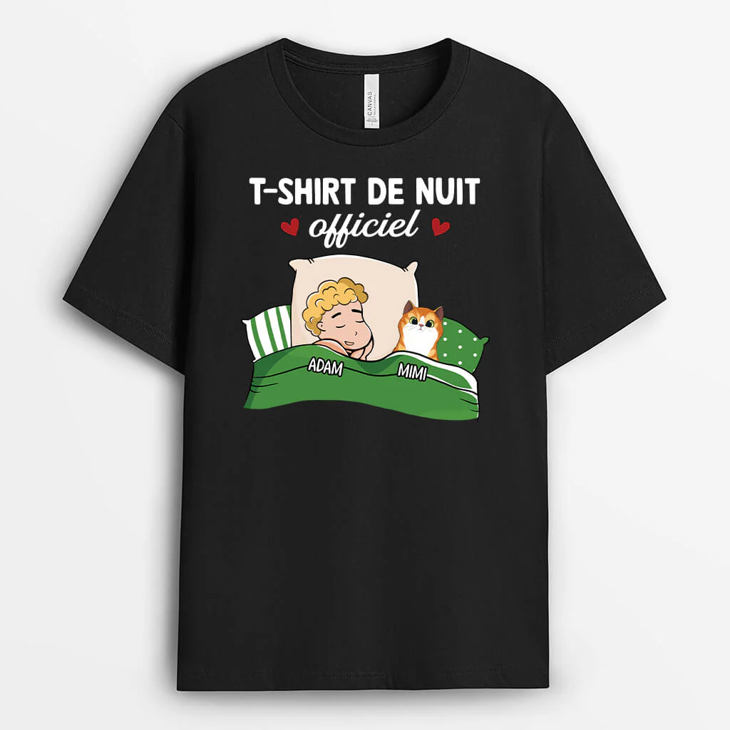 Tee Shirt Personnalisé Chat - T-Shirt De Nuit Officiel Avec Chat - Image 2