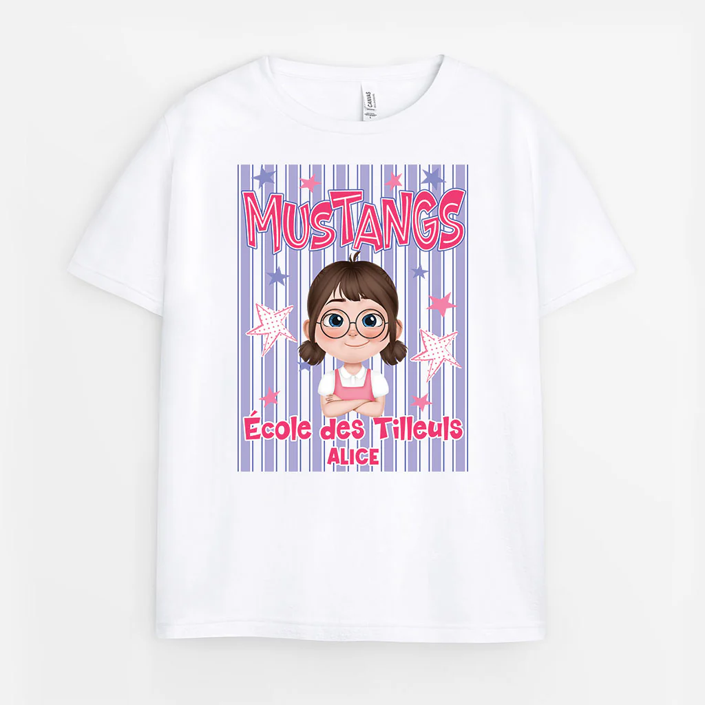 T-shirt Enfant Personnalisé - Cadeau Avec Mascotte Scolaire
