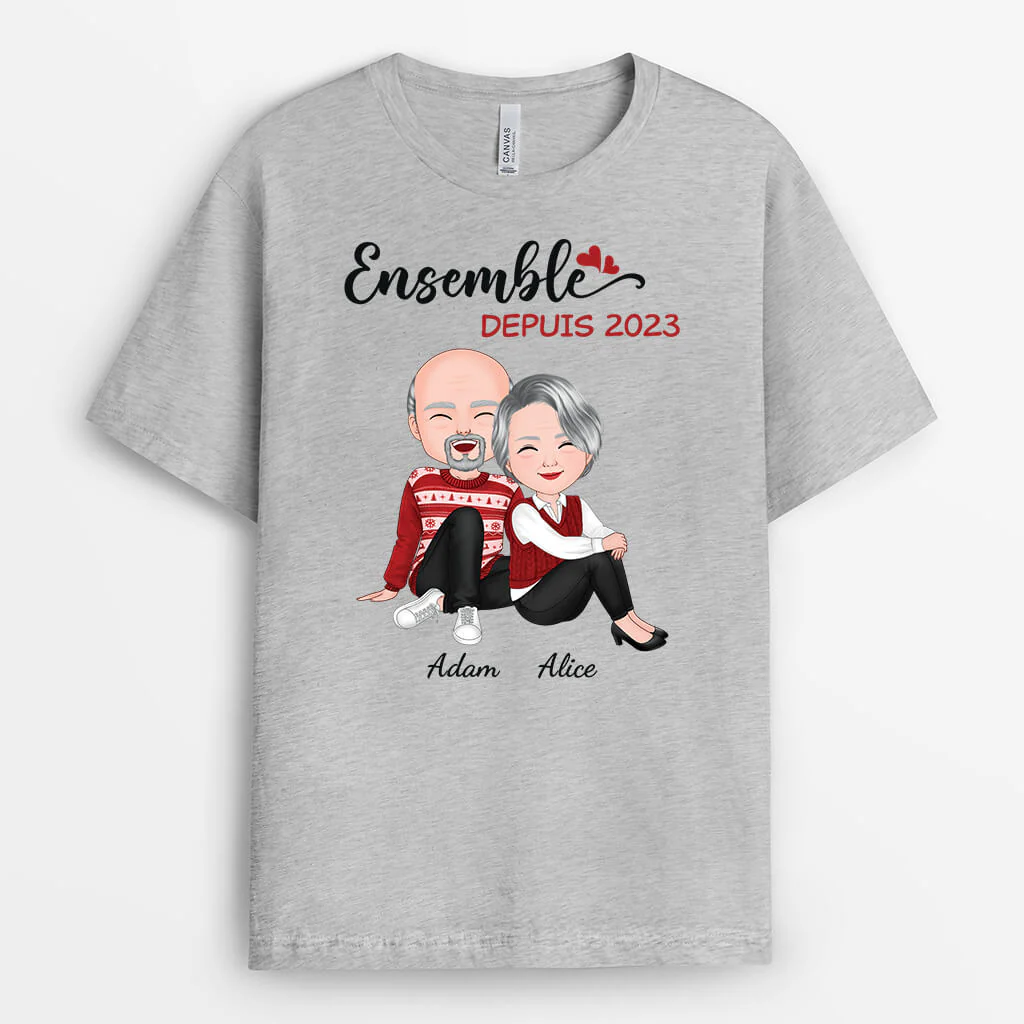 T-Shirt Noël Personnalisé Couple – Ensemble Depuis - Image 2