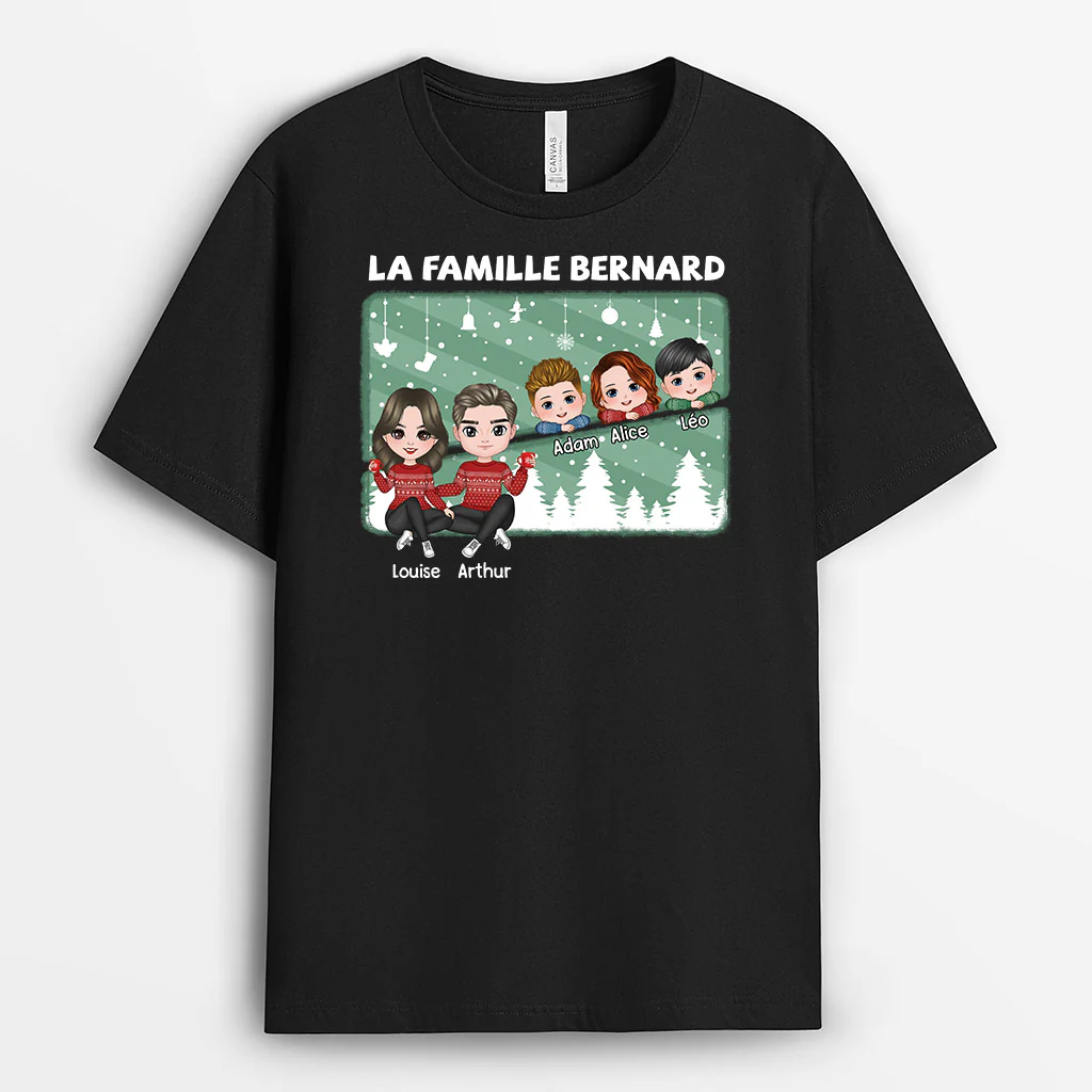 T Shirt Noël Famille avec Nom Personnalisé - Image 2