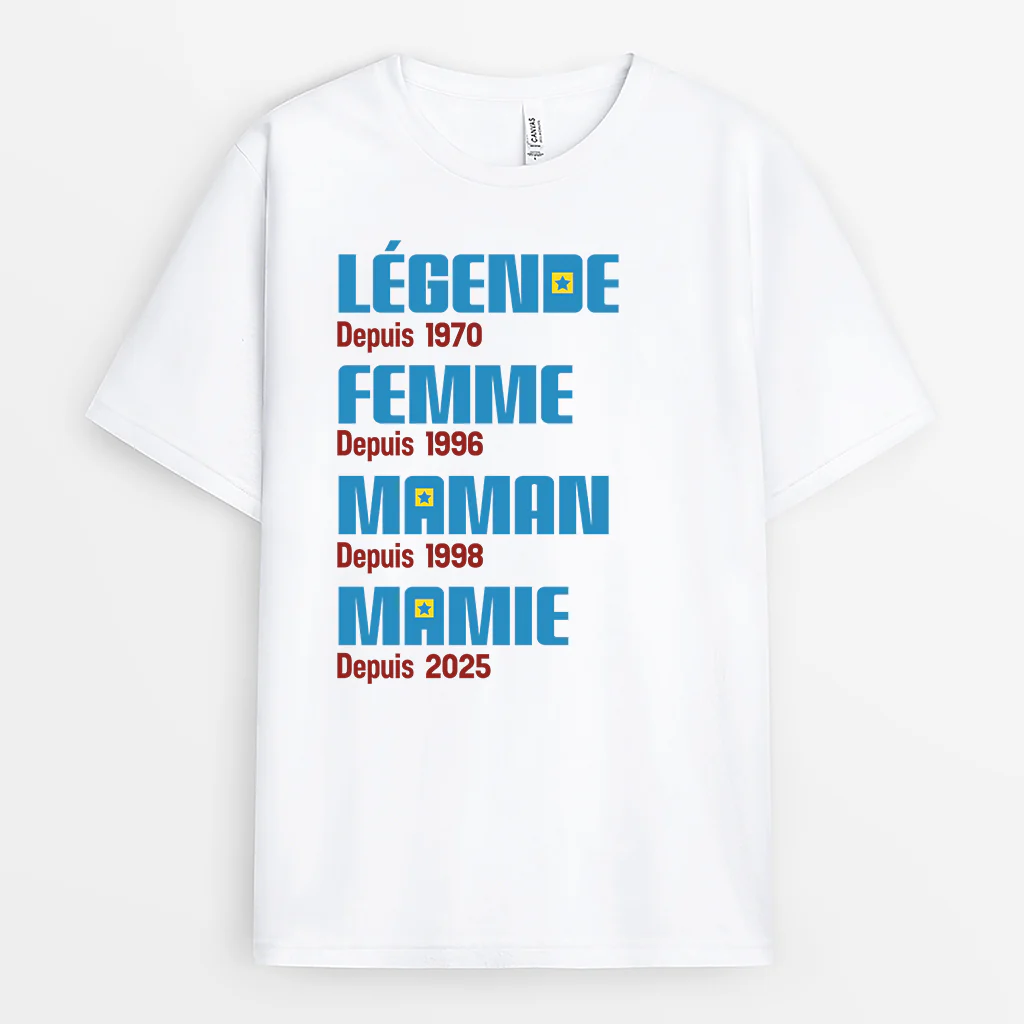 T-shirt Femme Personnalisé - Femme Maman Mamie Depuis - Version Pop