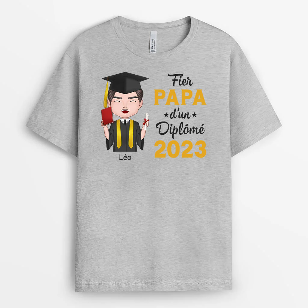 T-shirt Fière Maman Fier Papa D'un Diplômé Personnalisé - Image 2