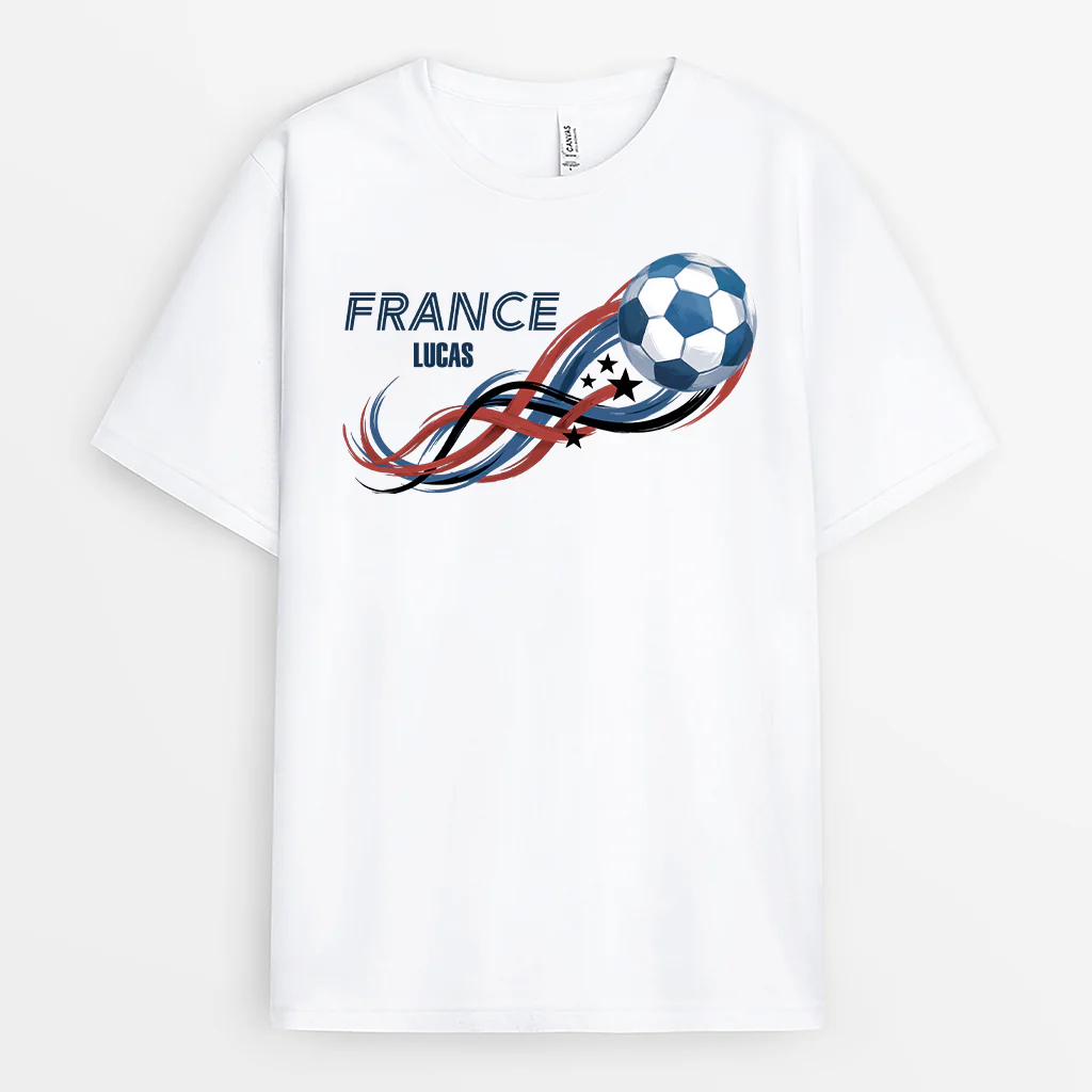T-shirt Foot Personnalisé Couleur Claire - Cadeau Pour Fan De Foot Homme Et Femme