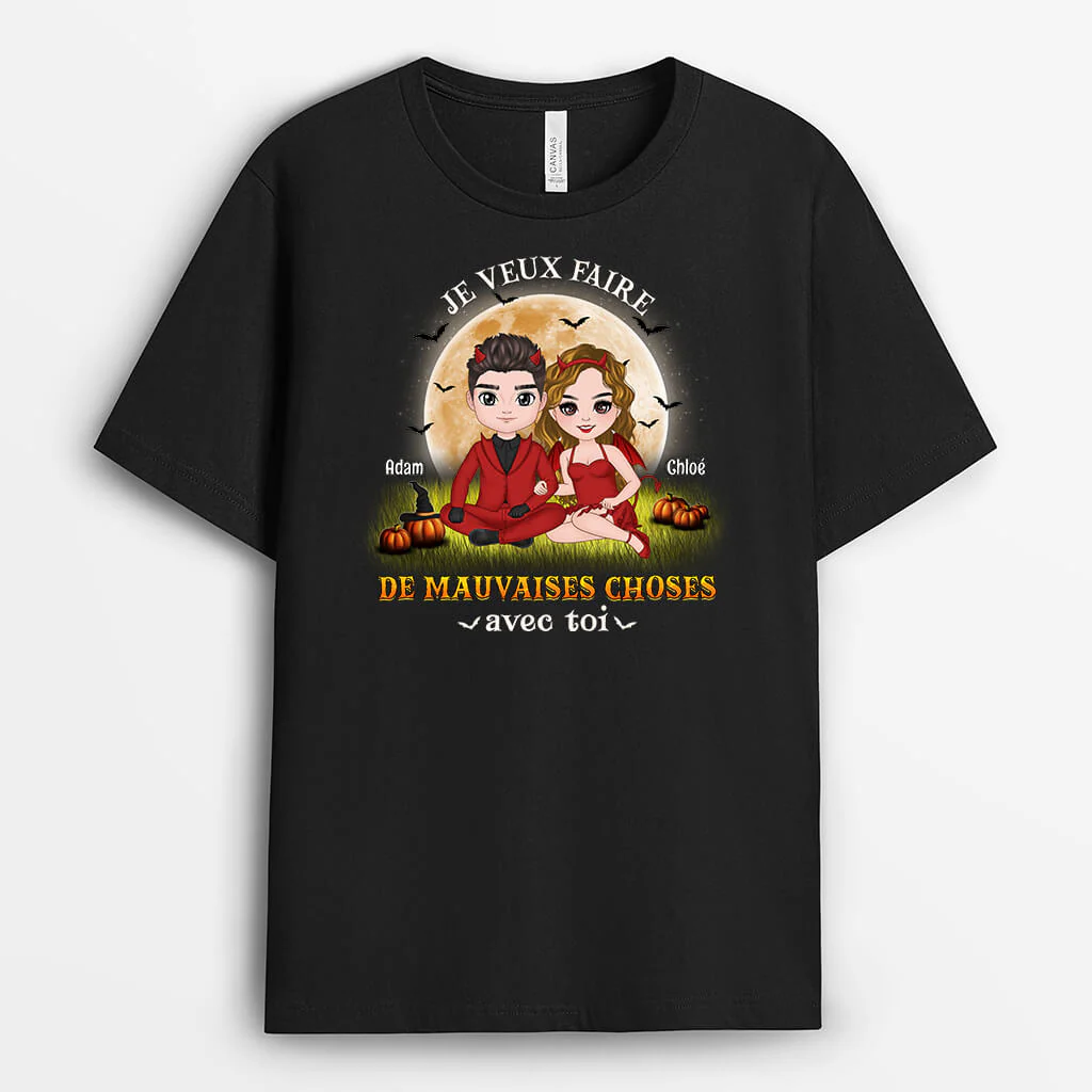 Tee Shirt Couple Amoureux Personnalisé - Mauvaises Choses Avec Toi