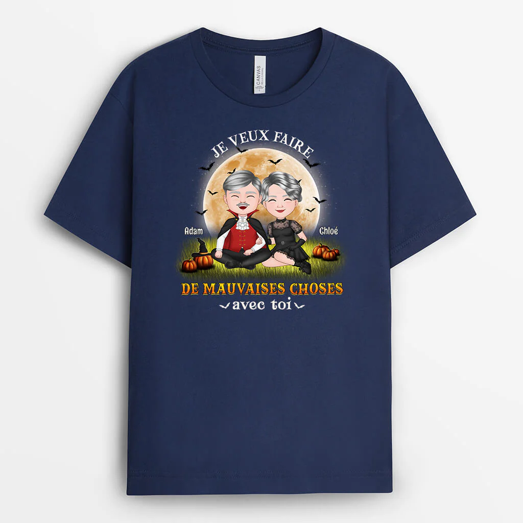 Tee Shirt Couple Amoureux Personnalisé - Mauvaises Choses Avec Toi - Image 2