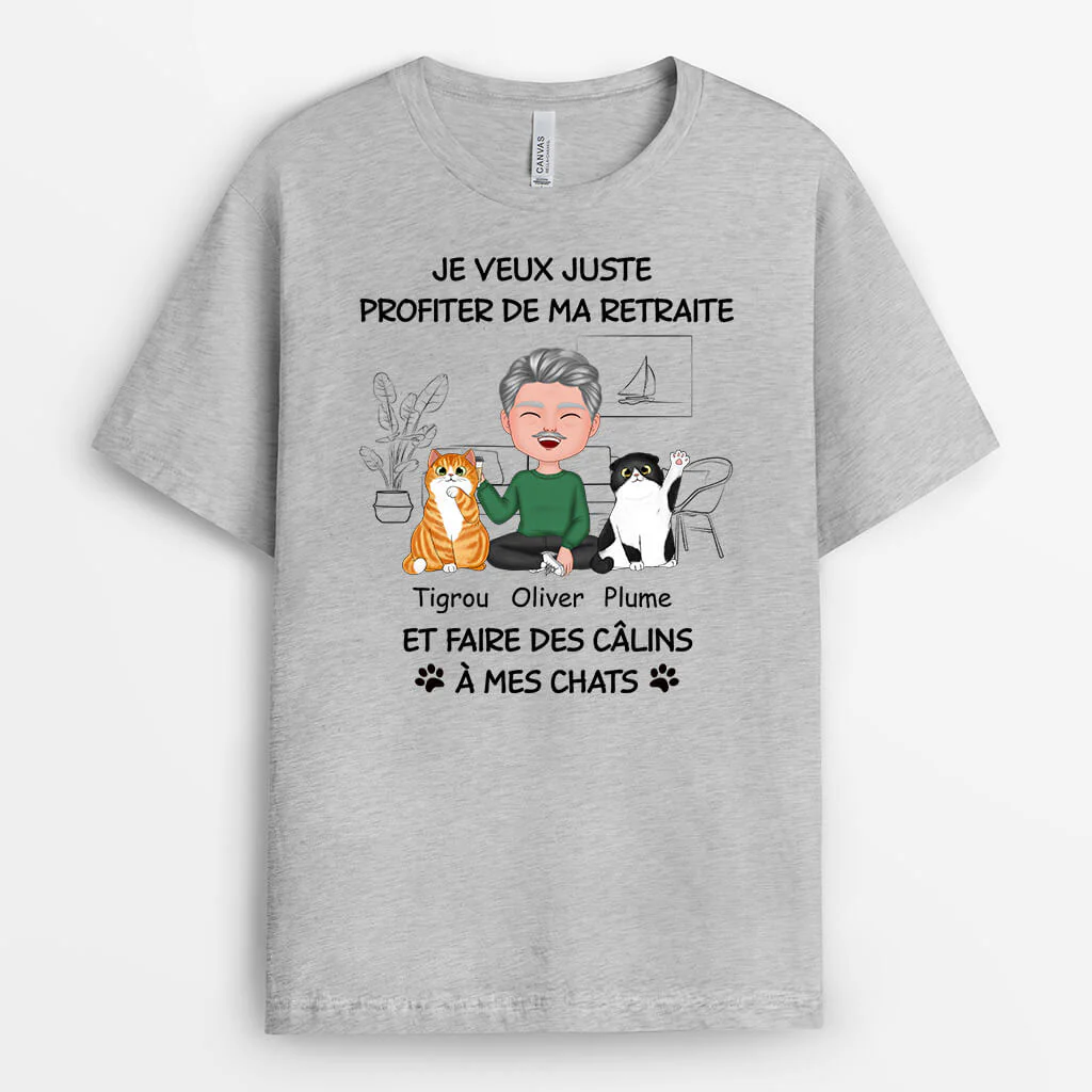 T Shirt Personnalisé Retraite – Profiter De Retraite Et Faire Des Câlins À Les Chats