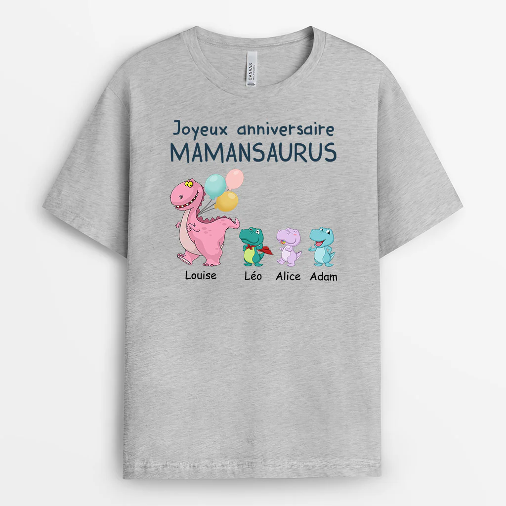 T Shirt Mamie Personnalisé - Joyeux Anniversaire Mamiesaurus - Image 2